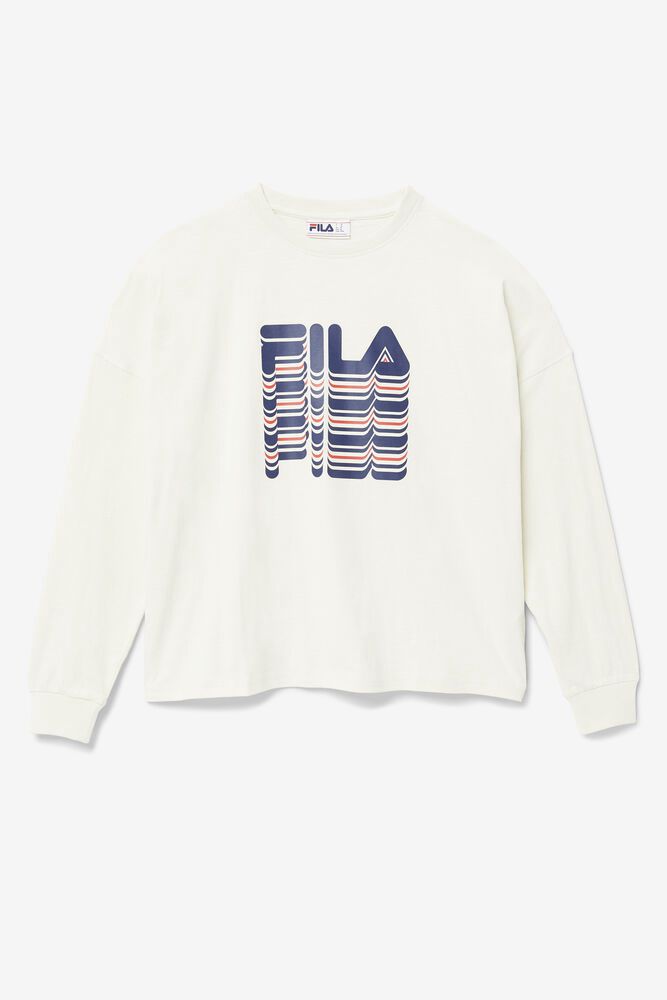 Fila T-Shirt Wendell Long Sleeve Mens White - India YAP-567819